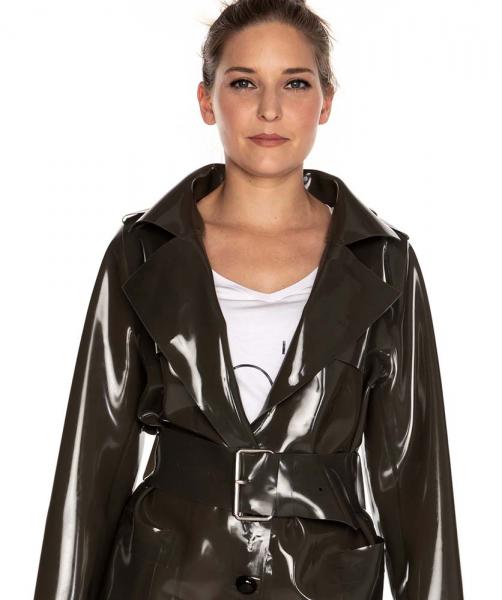 epic couture - epic-couture Latex Trenchcoat short/ Designer Trenchcoat